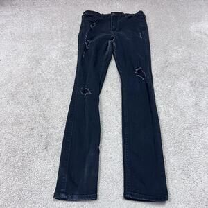 Hollister Jeans High Rise Super Skinny Black Distressed Pockets Women’s Size 5